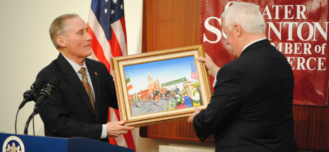 Austin Burke auctions his original artwork at the Scranton Cultural Center