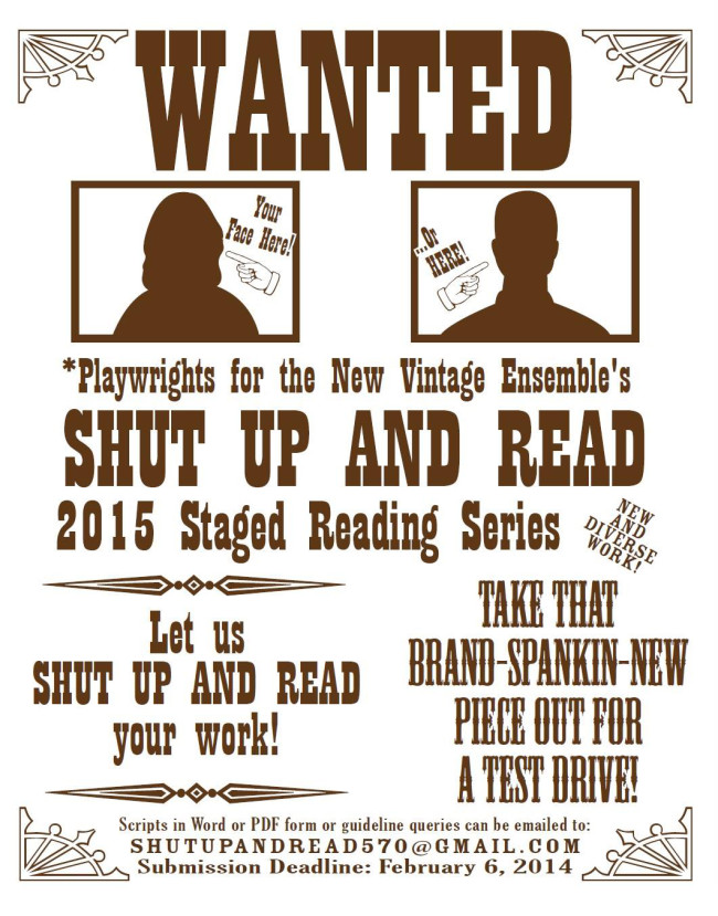 New Vintage Theater Ensemble calls for original scripts for ‘Shut Up & Read’ series