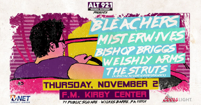 NEPA Scene offers 4 chances to win free tickets to Alt 92.1’s Bleachers concert in Wilkes-Barre on Nov. 2